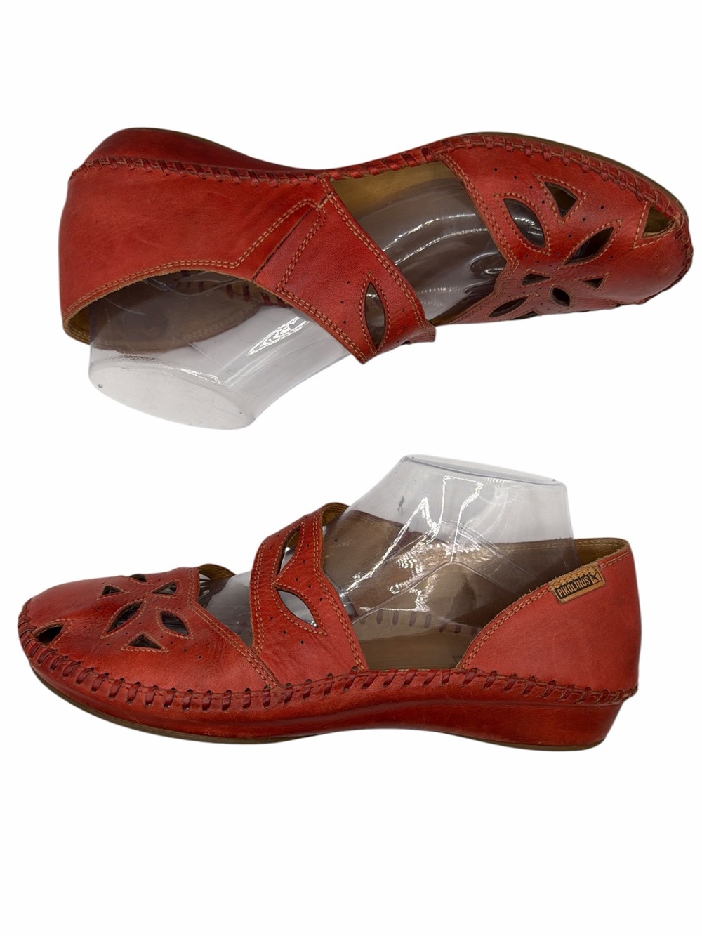 PIKOLINOS Red Leather Cutout Slip-On Flats - Size 40 - Picture 5 of 7